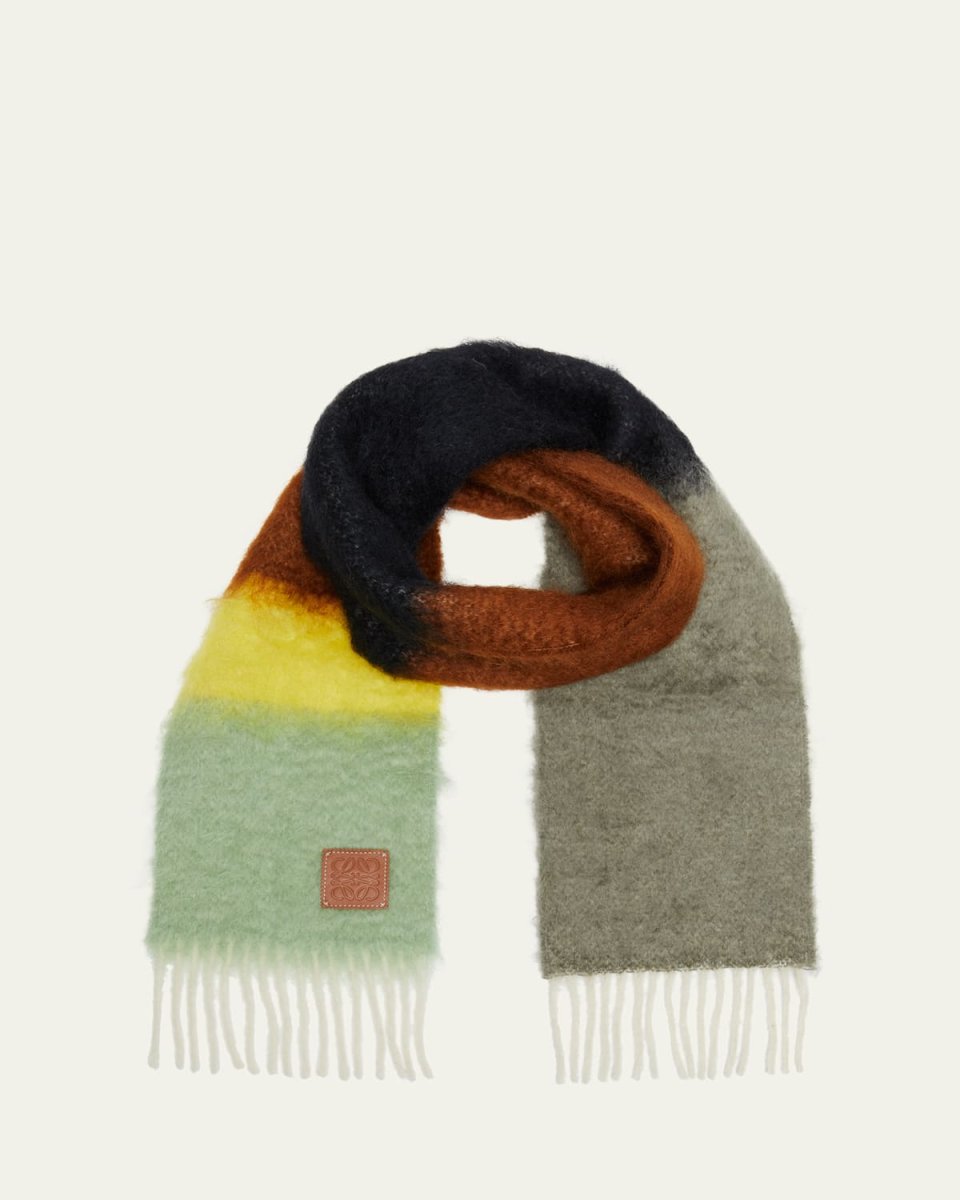 Color-Block Stripe Wool & Mohair Scarf